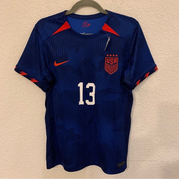 Nike women’s large Alex Morgan USWNT USA soccer Jersey blue and red NWT - Picture 1 of 5